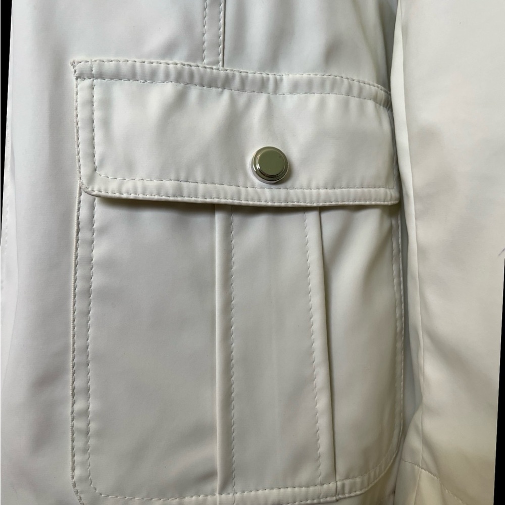 Giacca Gallery White Tie at Waist Lightweight Lined Zipper Safari Jacket S - Picture 4 of 10